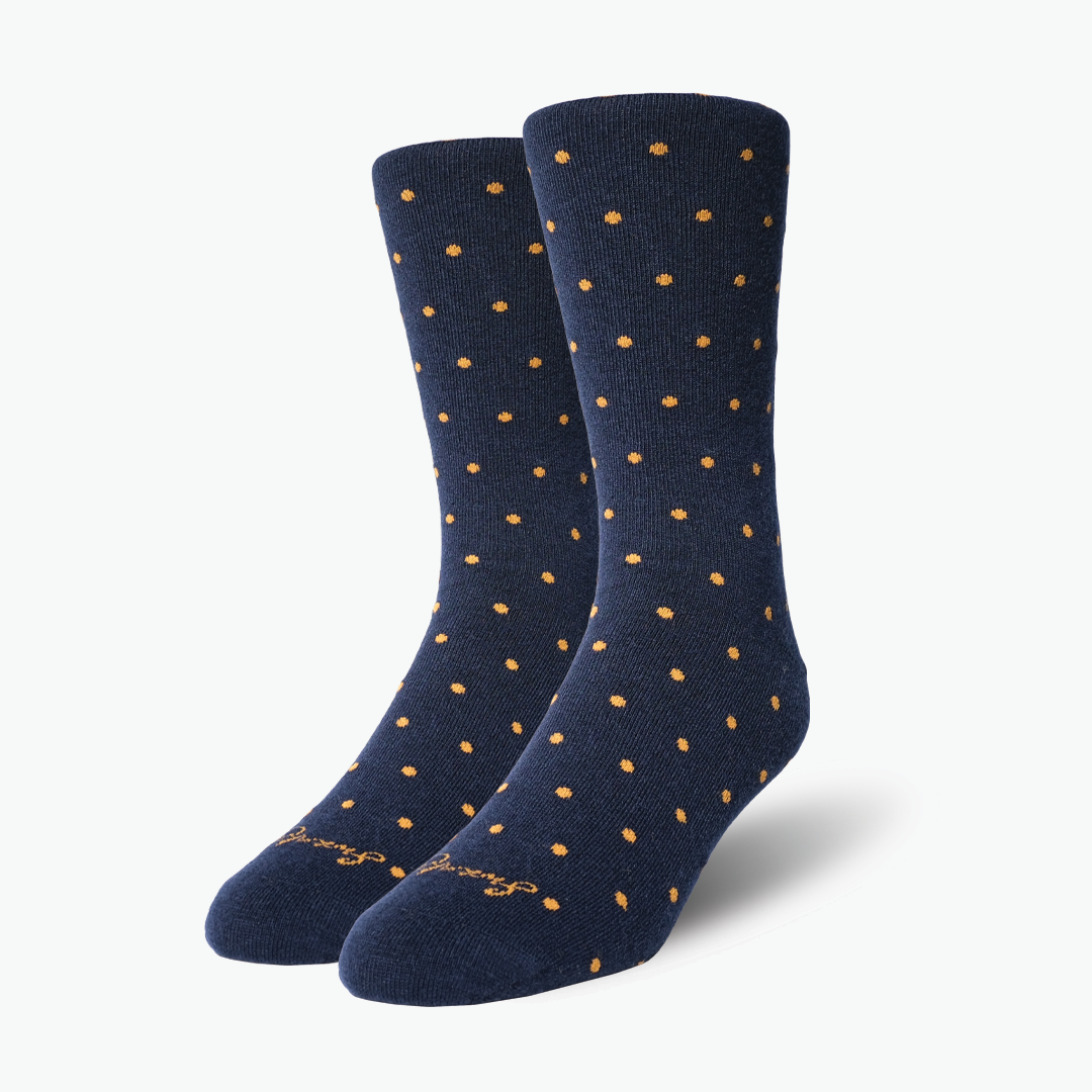 Navy Gold Pin Polka Dots