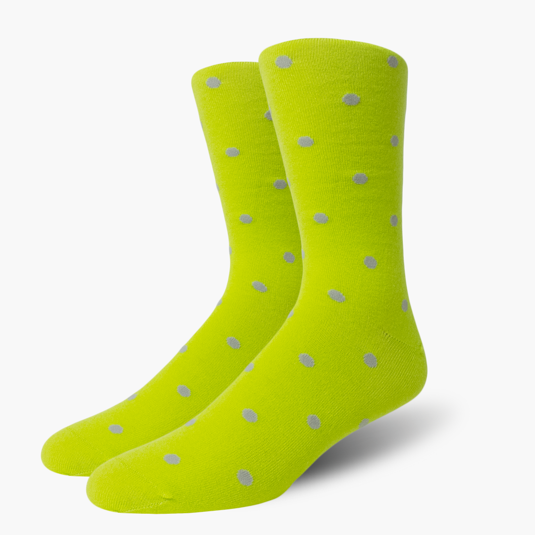 Lime Small Grey Polka Dots