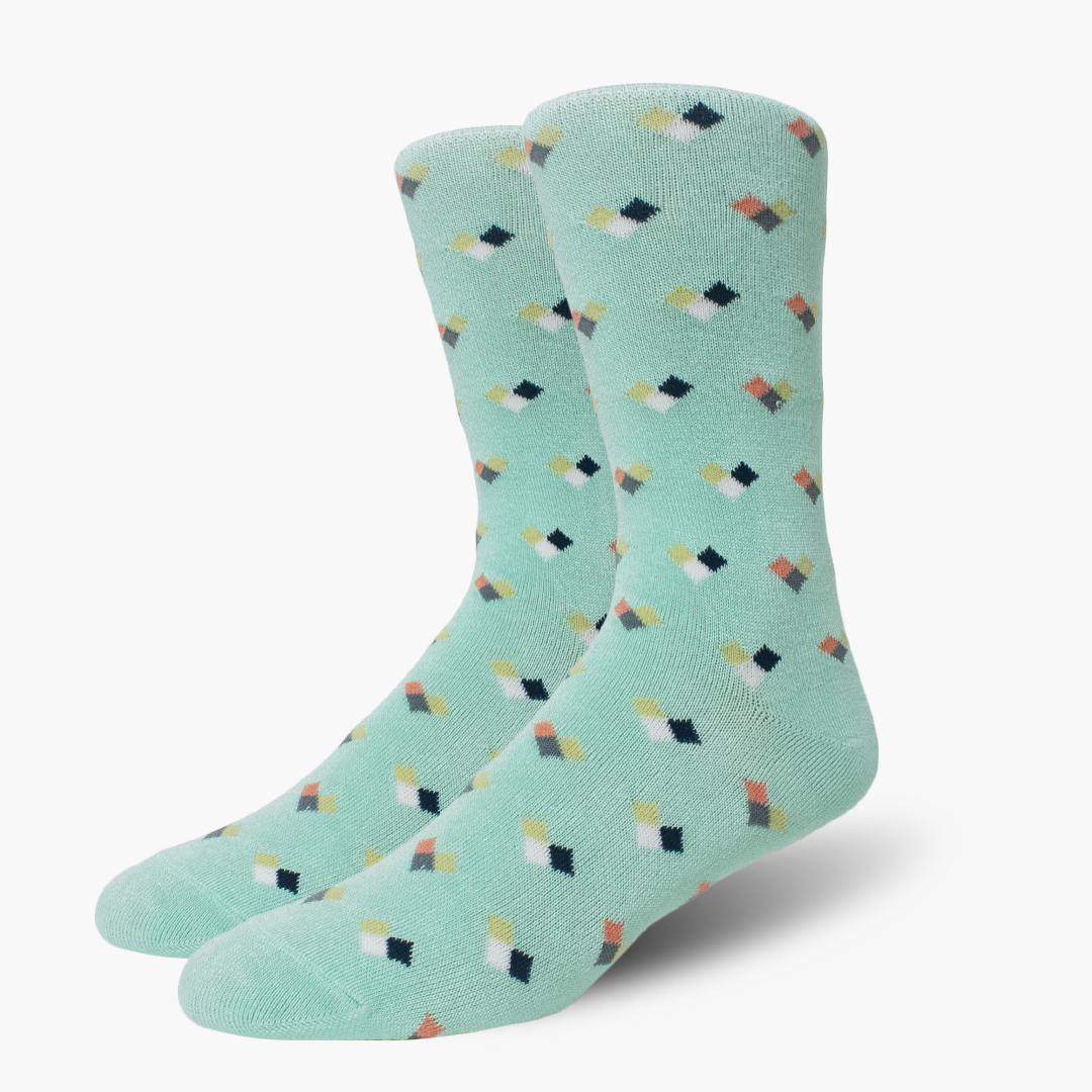 Teal Fractional Chex Bamboo Dress Socks | Swanky Socks M Teal Fractional Chex Bamboo Dress Socks | Swanky Socks M