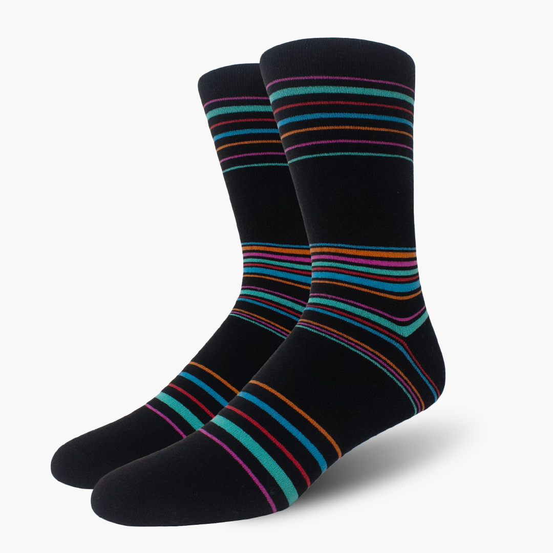 3 Pack Black Retro Mixed Merino Wool Swanky Socks