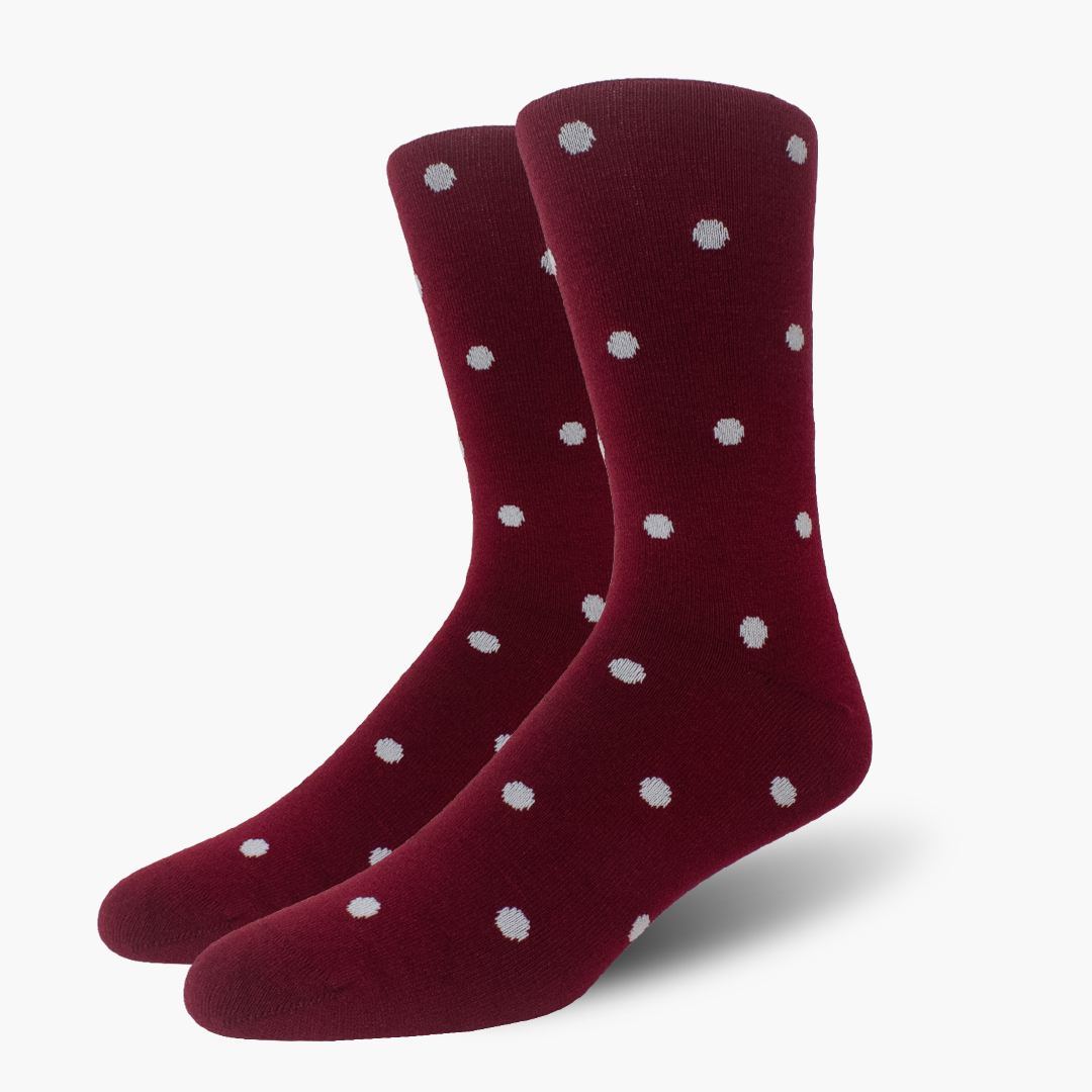Maroon Small White Polka Dots