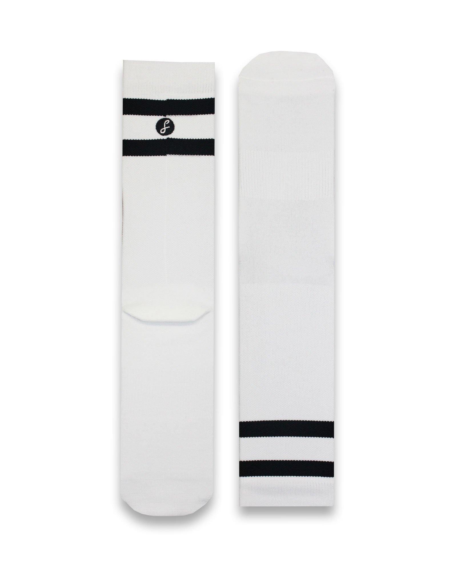 Two Stripe White Compression Gym Socks