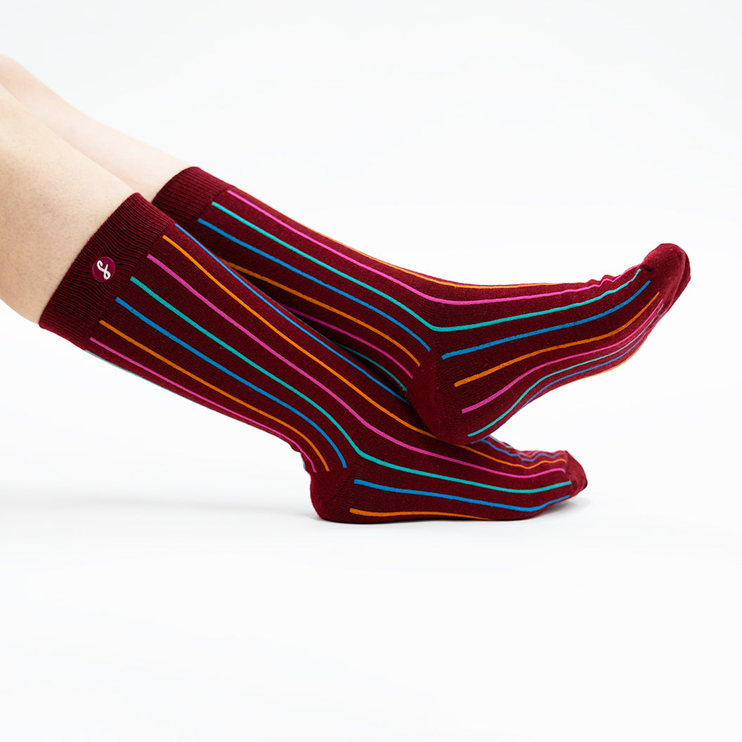 Colourful Vertical Stripe Shiraz Merino Wool Swanky Socks