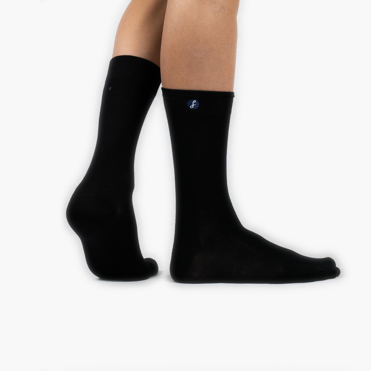 Black Bamboo Crew Length Swanky Socks - SwankySocks