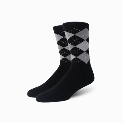 Black Argyle Merino Wool Swanky Socks