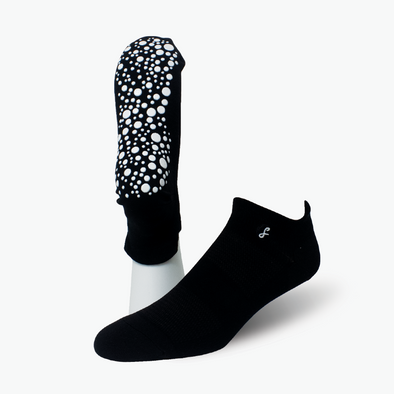 Black Australian Merino Wool Grip Socks