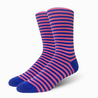 Pink/Navy Striped Bamboo Crew Length Swanky Socks