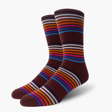 Burgundy Multi-Striped Bamboo Crew Length Swanky Socks