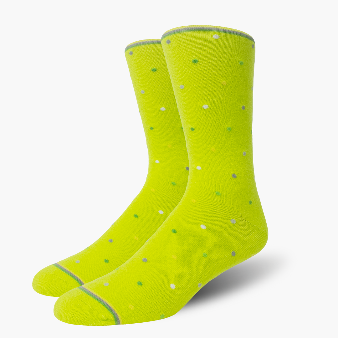 Lime Coloured mixed Polka Dot Merino Wool Dress Swanky Socks