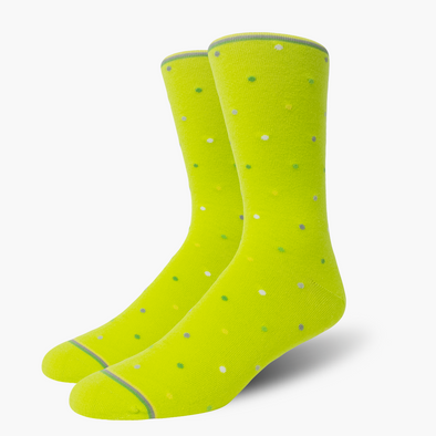 Lime Coloured mixed Polka Dot Merino Wool Dress Swanky Socks