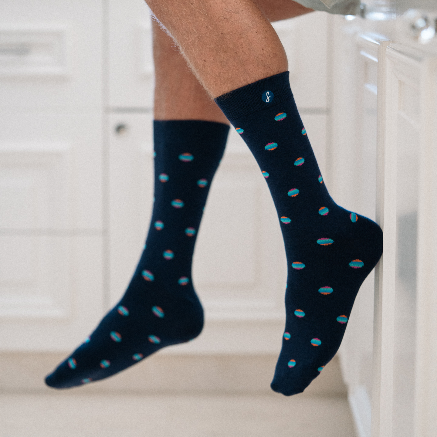 Navy Retro Polka Dots