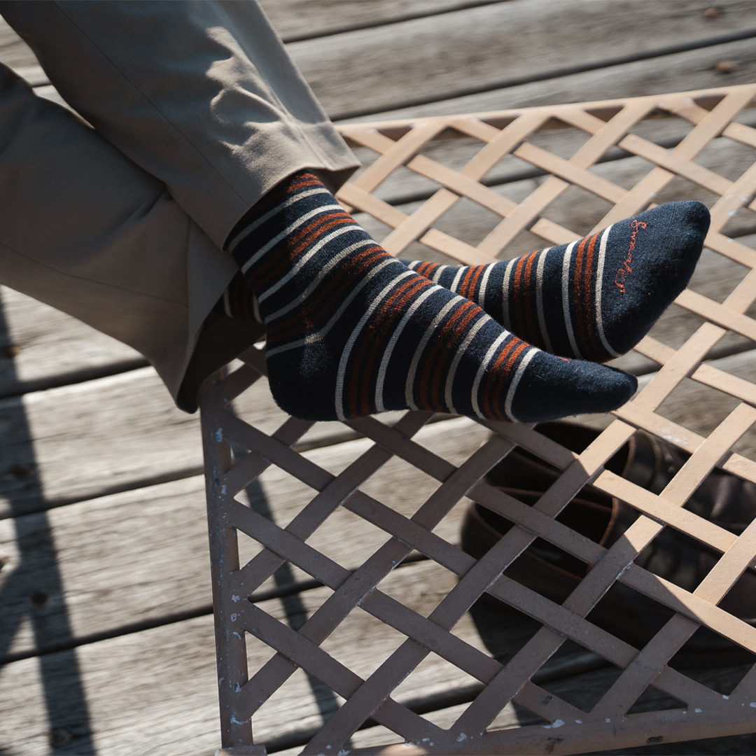 Navy Rust Stripe