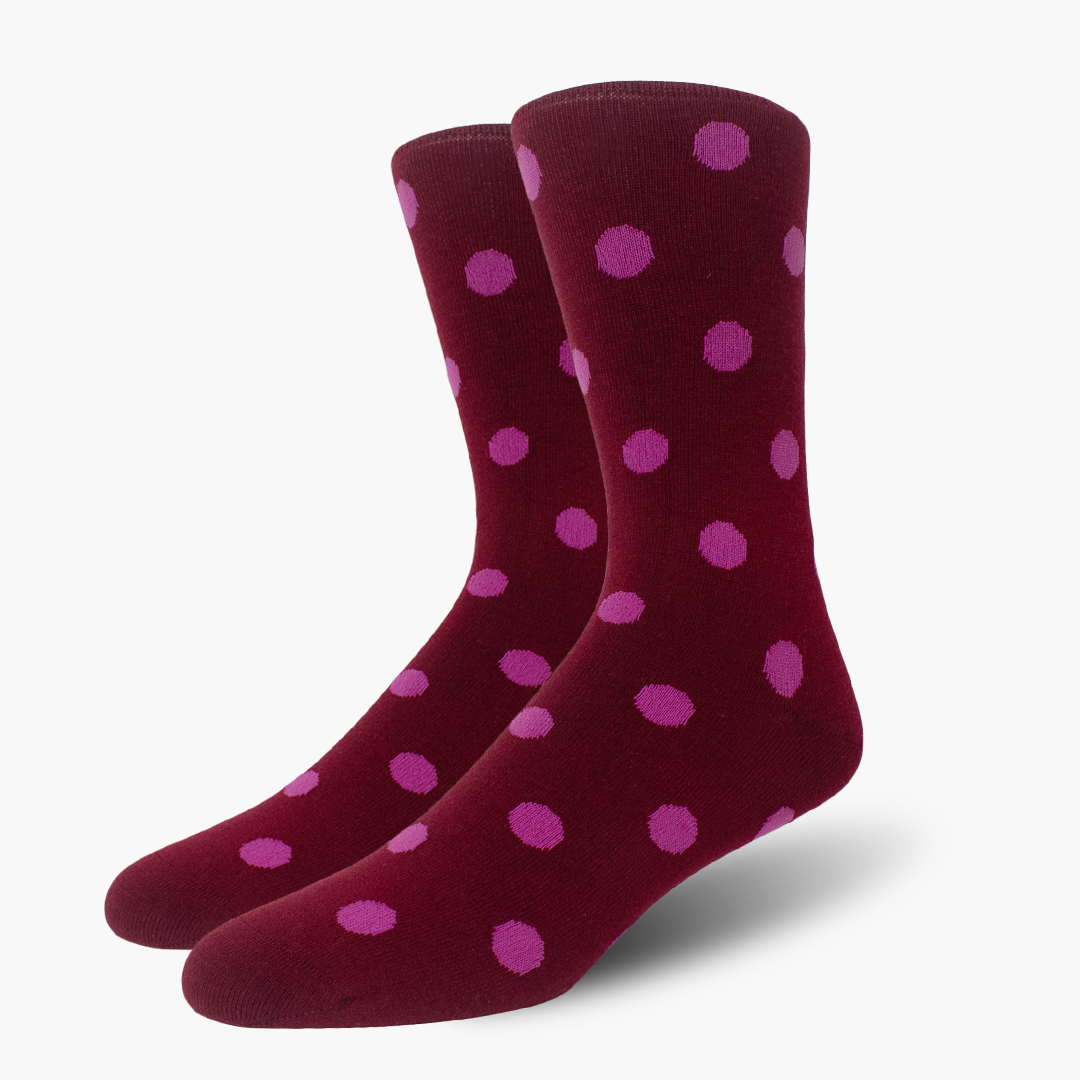 Maroon Medium Pink Polka Dots