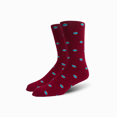 Maroon Retro Polka Dot Merino Wool Swanky Socks