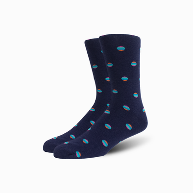 Navy Retro Polka Dot Merino Wool Swanky Socks