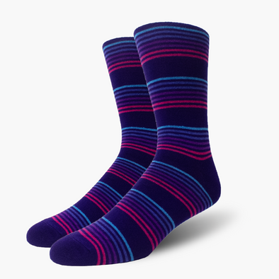 Purple Striped Bamboo Crew Length Swanky Socks