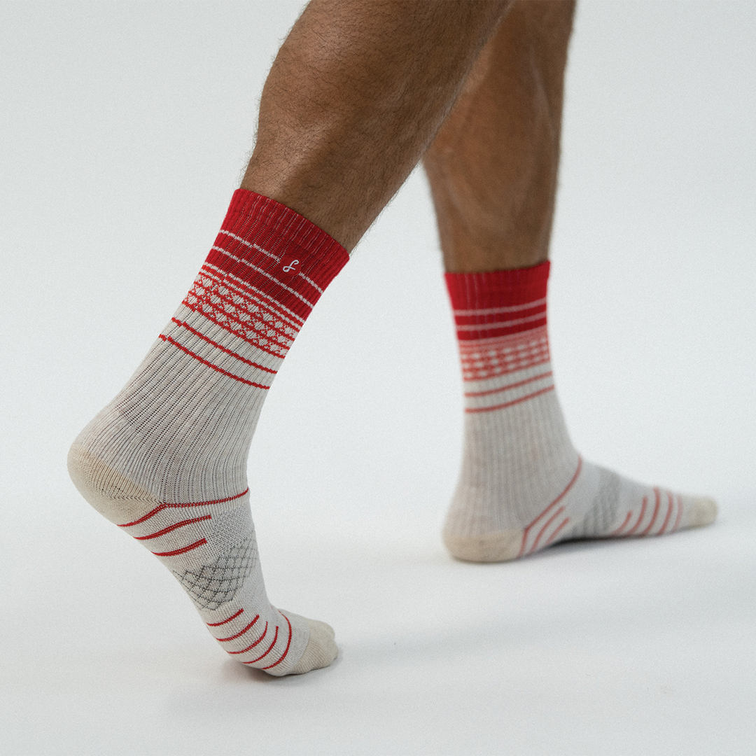 First Class Red Merino Wool Sport Socks