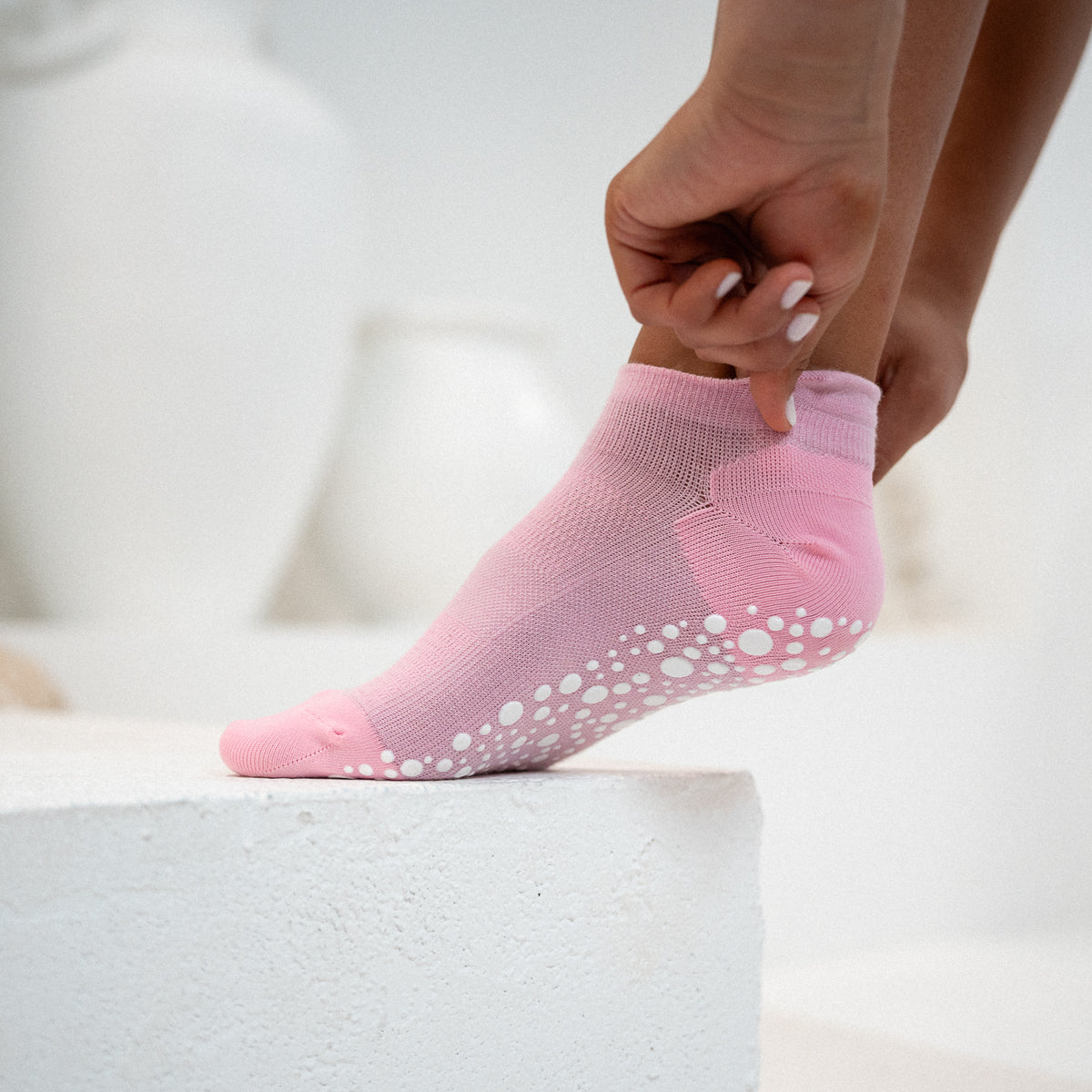 Pink Australian Merino Wool Grip Socks
