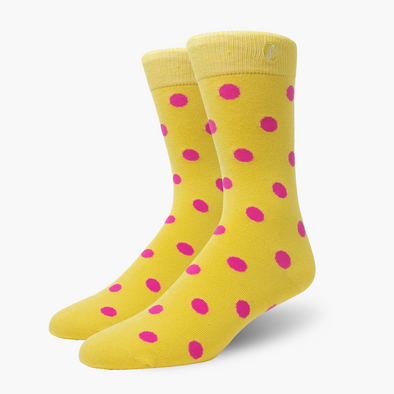 Mustard Medium Pink Polka Dots