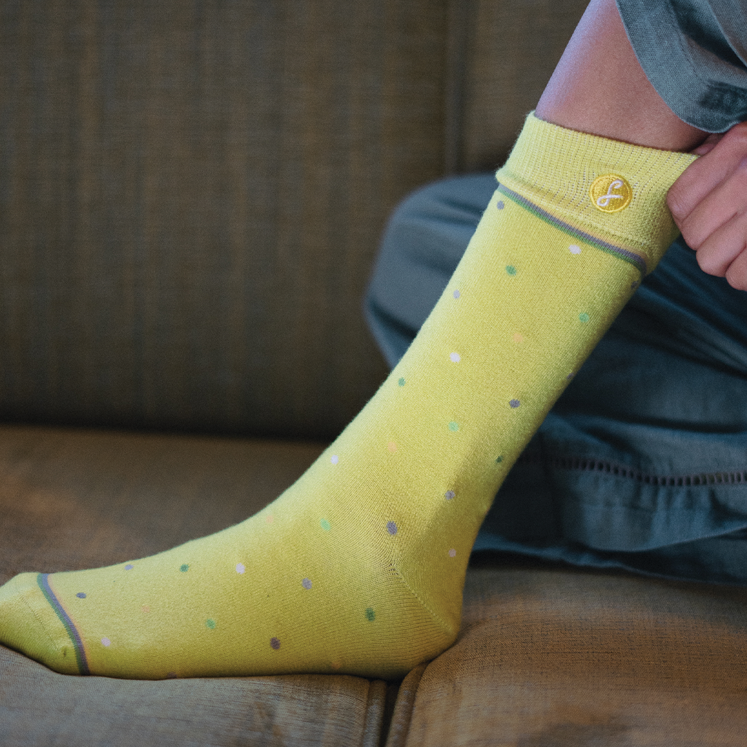 Lime Coloured mixed Polka Dot Merino Wool Dress Swanky Socks