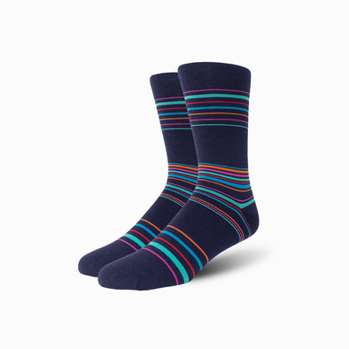 Navy Retro Stripes Dot Merino Wool Swanky Socks