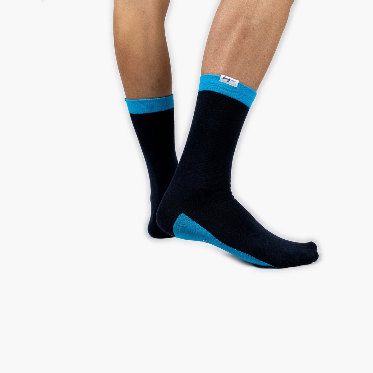 Navy Blue Organic Cotton Crew Length Swanky Socks - SwankySocks