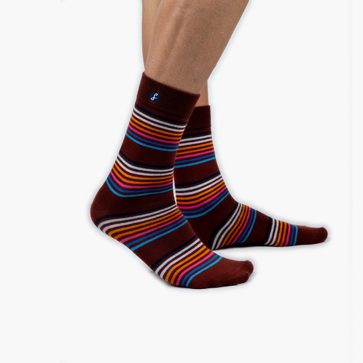 Burgundy Multi-Striped Bamboo Crew Length Swanky Socks