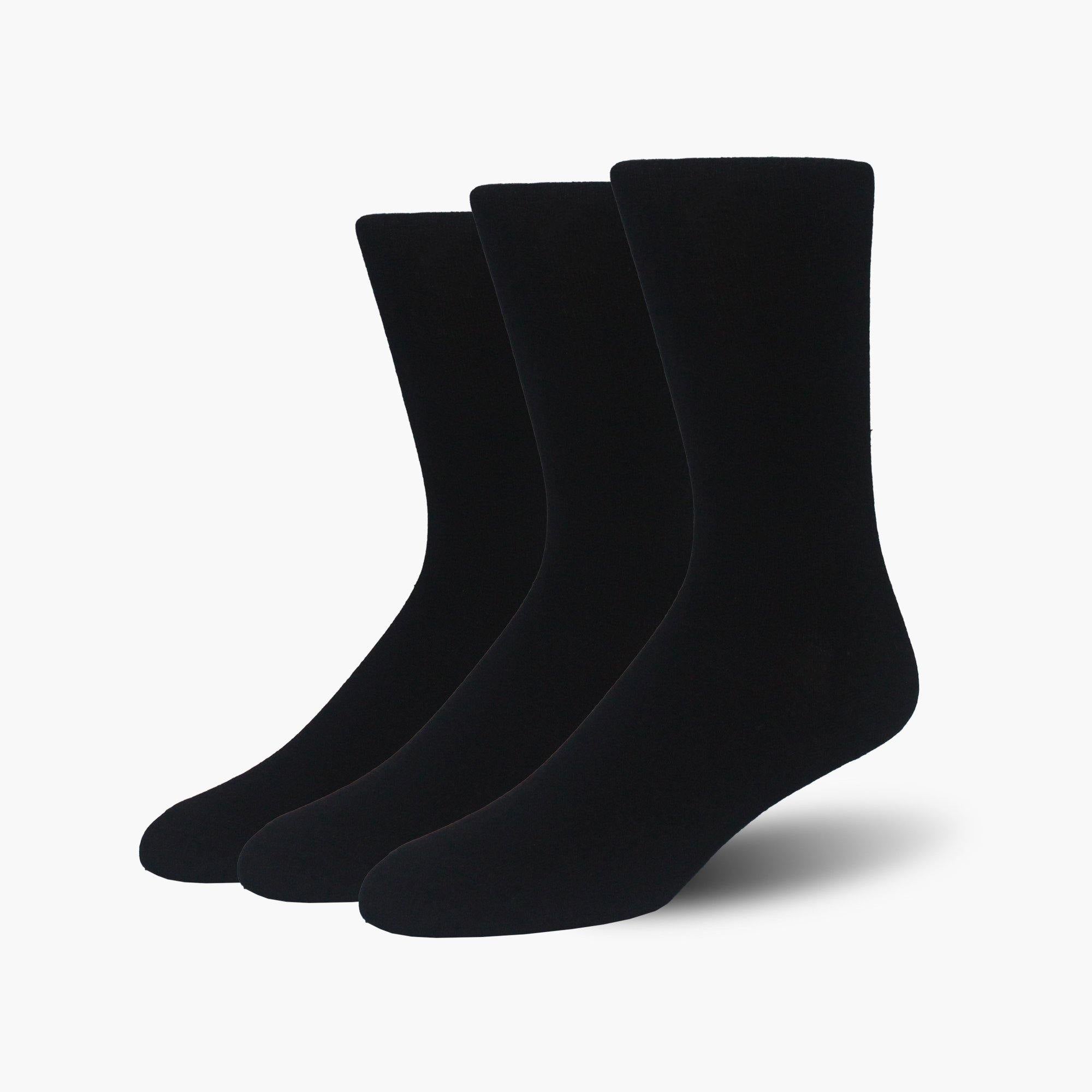 Black Bamboo Crew Length Swanky Socks 3 Pack 