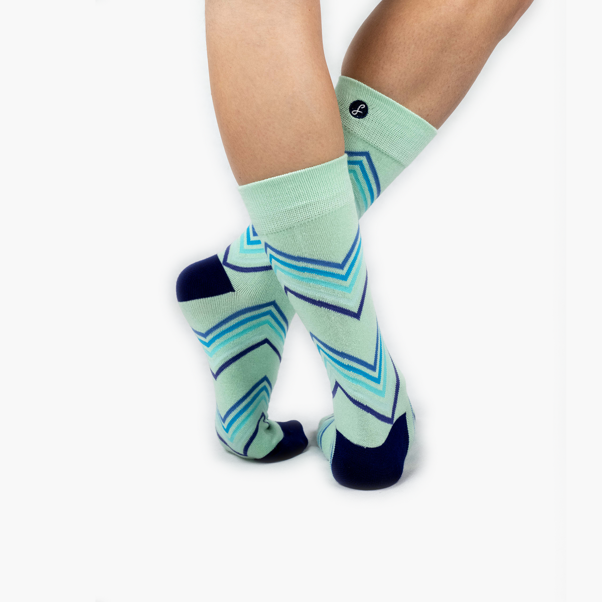 Lime Zig Zag Stripe Bamboo Crew Length Swanky Socks