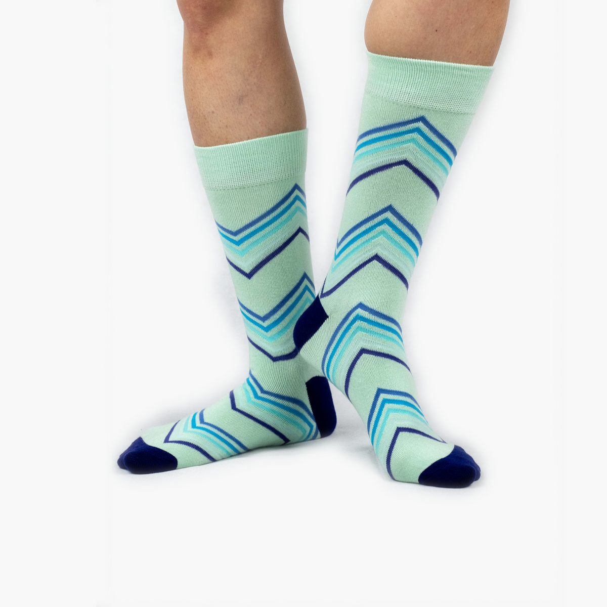 Lime Zig Zag Stripe Bamboo Crew Length Swanky Socks - SwankySocks