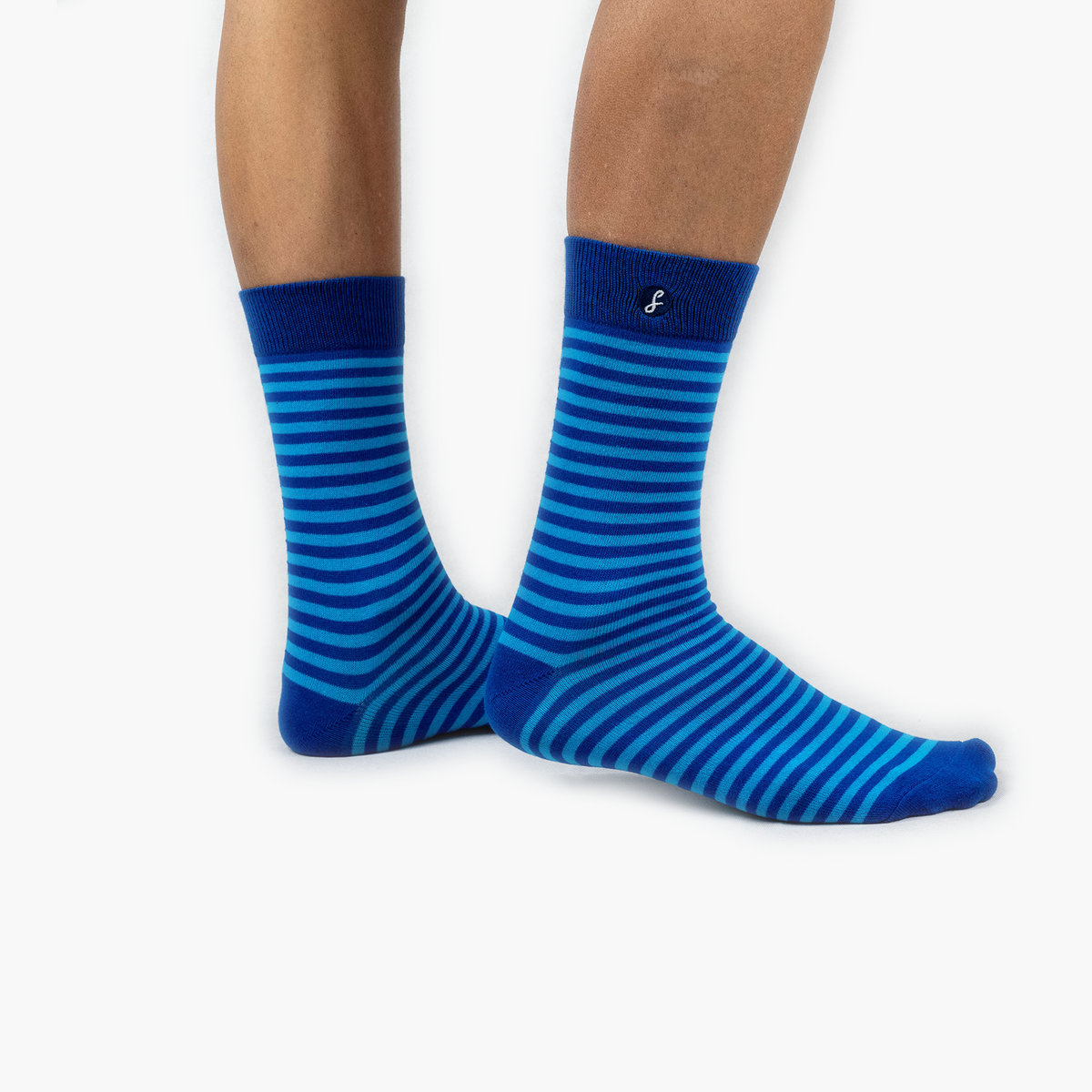 Dark Blue Stripe Bamboo Crew Length Swanky Socks