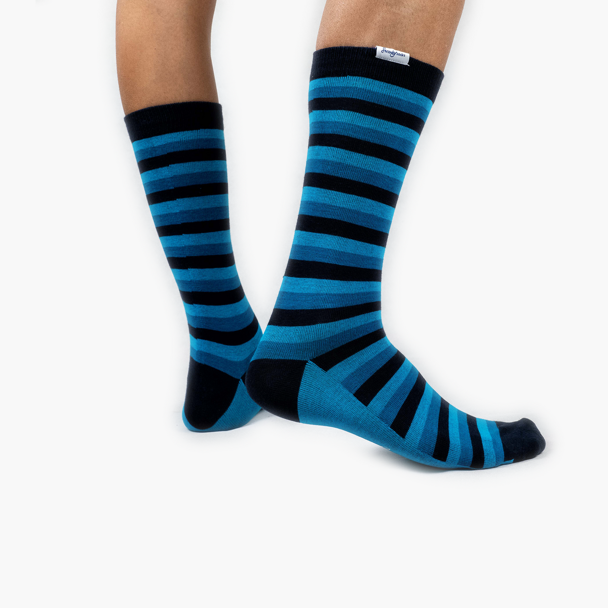 Navy Stripe Organic Cotton Crew Length Swanky Socks