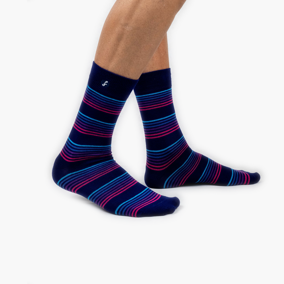 Purple Striped Bamboo Crew Length Swanky Socks