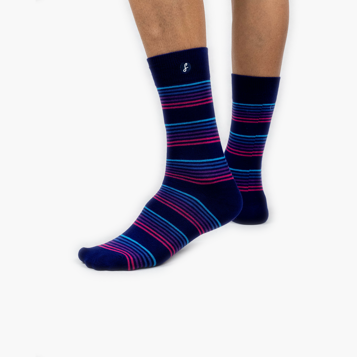 Purple Striped Bamboo Crew Length Swanky Socks - SwankySocks