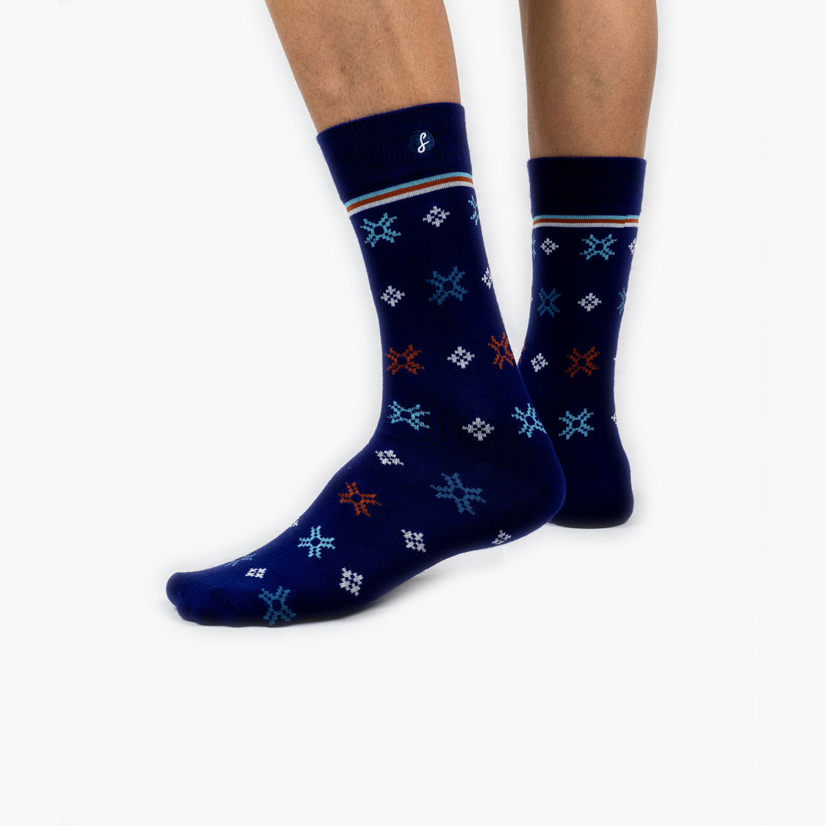 Snow Flake Inspired Purple Bamboo Crew Length Swanky Socks