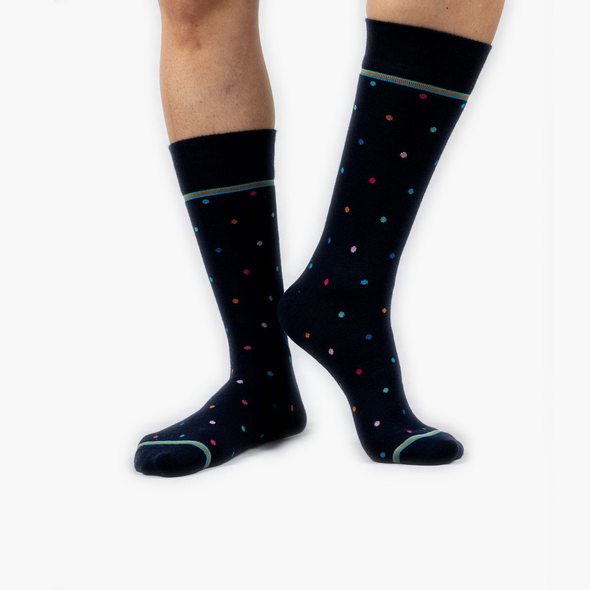 Navy Small Mixed Coloured Polka Dot Merino Wool Dress Swanky Socks