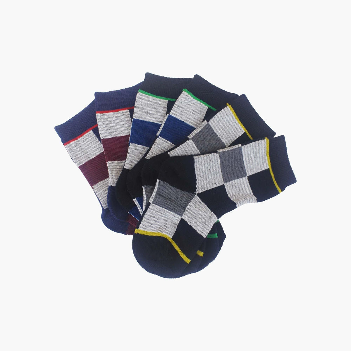 3 Pack Organic Cotton Charcoal, Navy and Maroon Checkered Square Baby Swanky Socks - SwankySocks