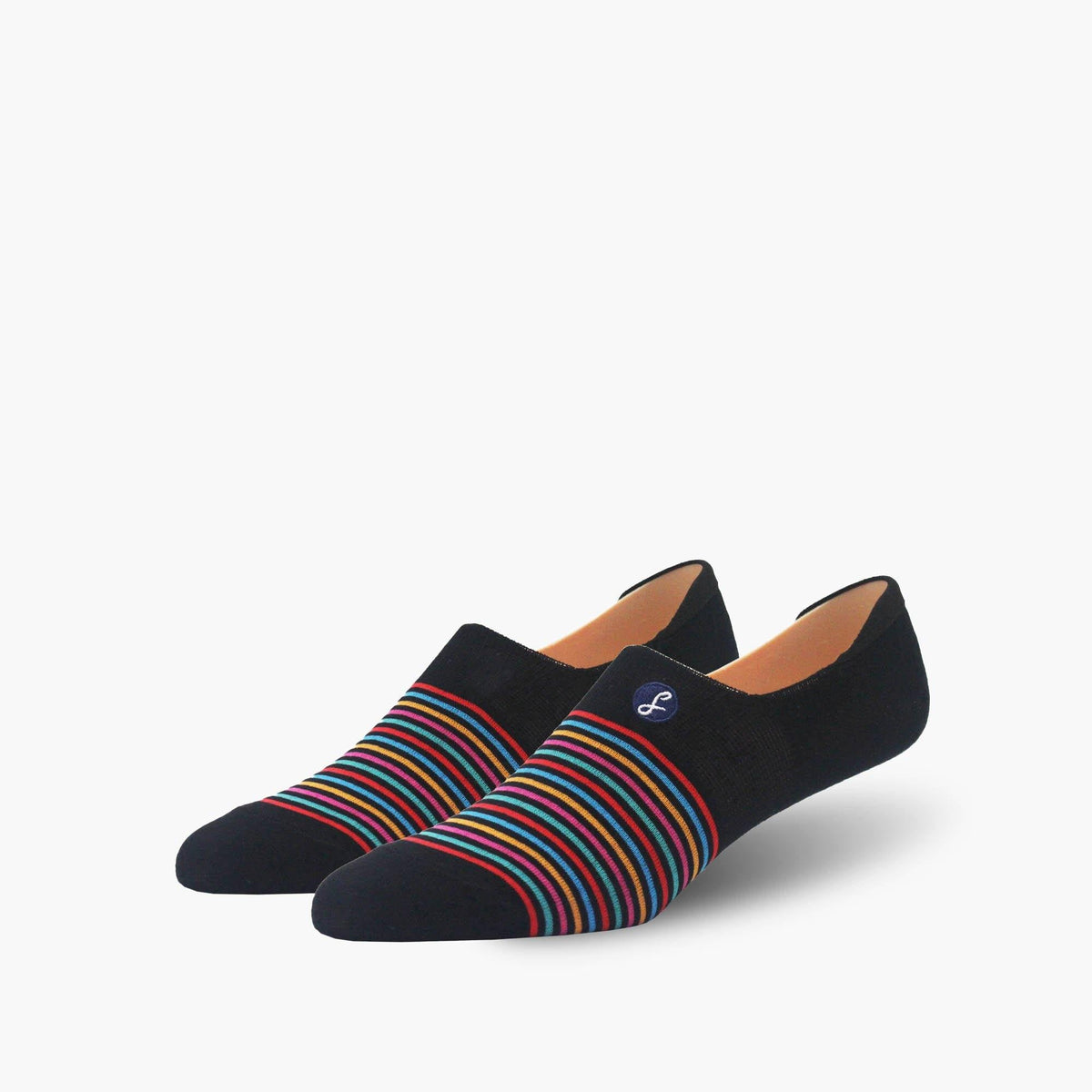 Black Multi-Striped Combed Cotton No-Show Swanky Socks - SwankySocks