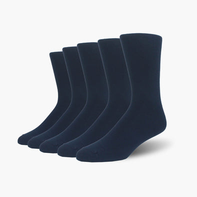 Navy Bamboo Crew Length Swanky Socks 5 Pack