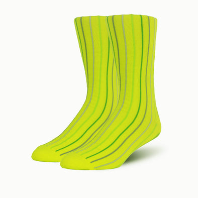 Colourful Vertical Stripe Citron Merino Wool  Socks™