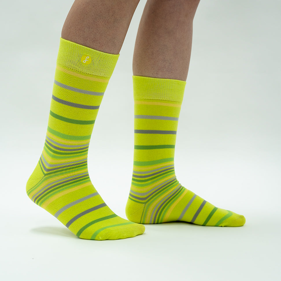 Colourful Stripe Citron Merino Wool Socks™
