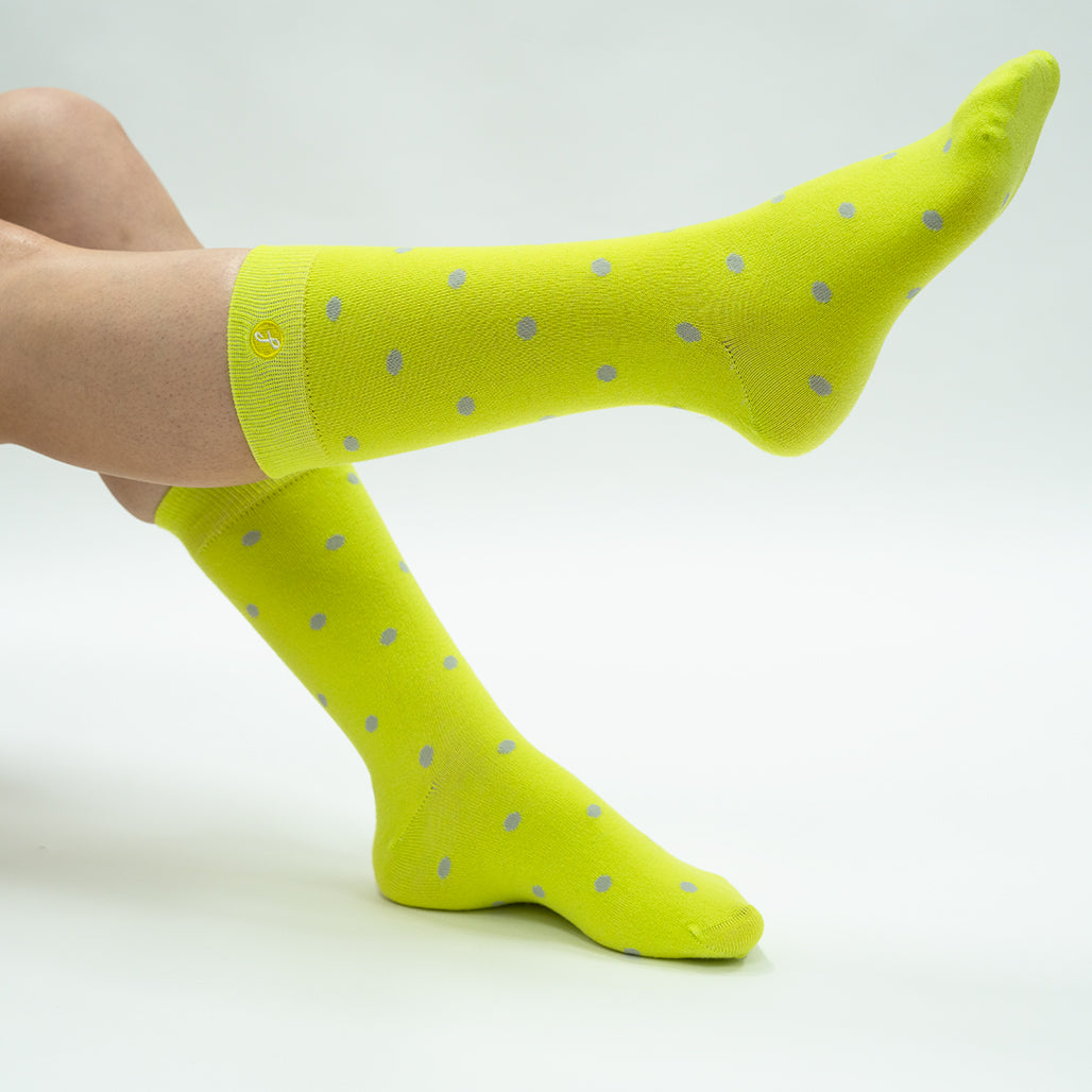 Grey Polka Dot Citron Merino Wool Swanky Socks
