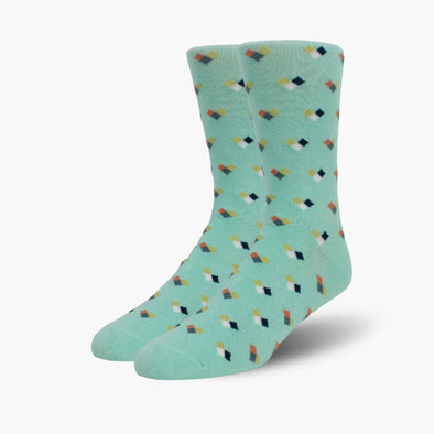 Mint Fractional Chex Bamboo Crew Length Swanky Socks - SwankySocks