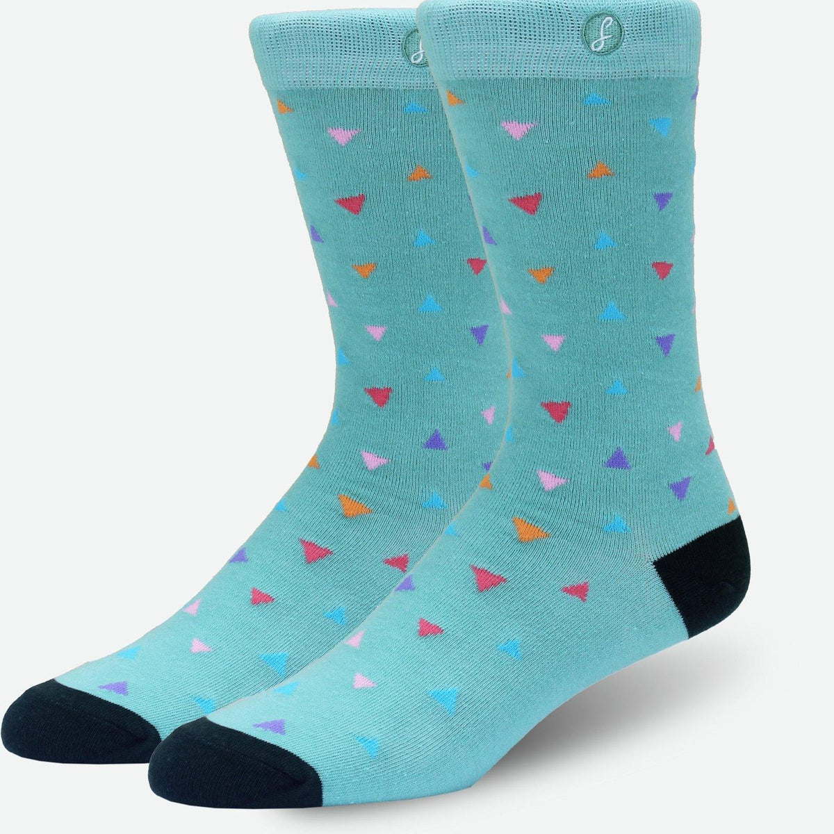 Service Now Teal Based Mutli Triangles Swanky Socks - SwankySocks