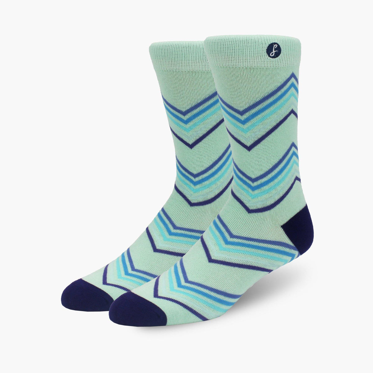 Lime Zig Zag Stripe Bamboo Crew Length Swanky Socks - SwankySocks