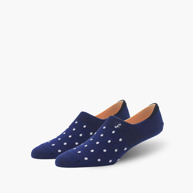 Navy Small Dot Combed Cotton No-Show Swanky Socks - SwankySocks