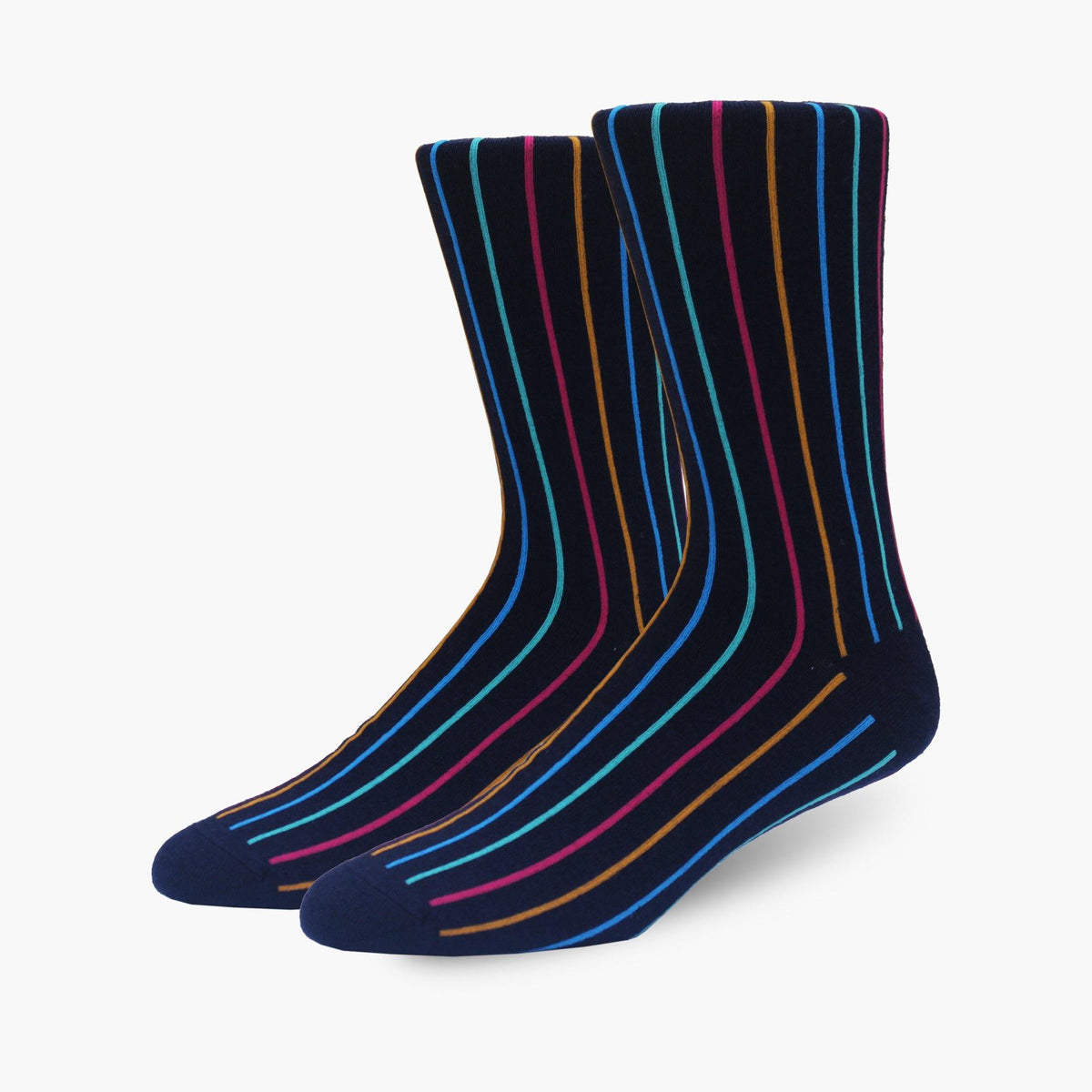 Navy Vertical Stripe Merino Wool Dress Swanky Socks - SwankySocks