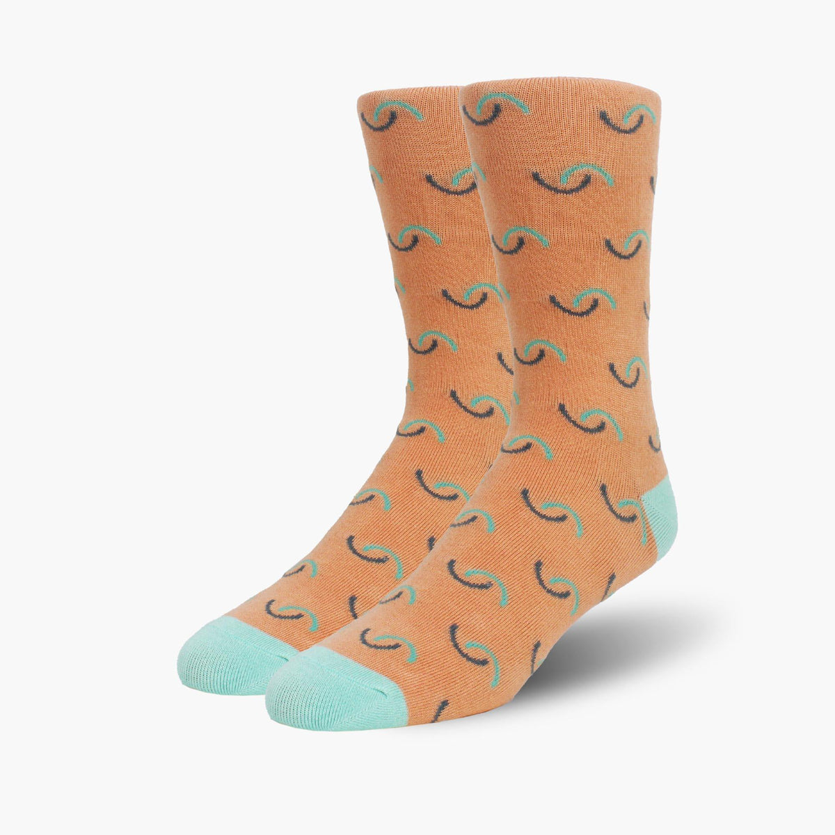 Peach Crescents Bamboo Crew Length Swanky Socks - SwankySocks