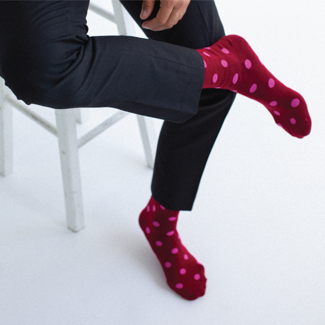 Pink Polka Dot Shiraz Merino Wool Swanky Socks