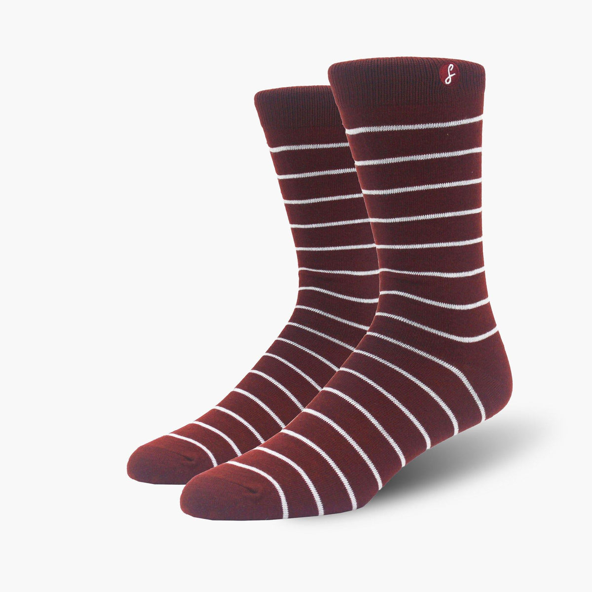 Recycled Plastic Maroon Stripe Crew Length Swanky Socks - SwankySocks